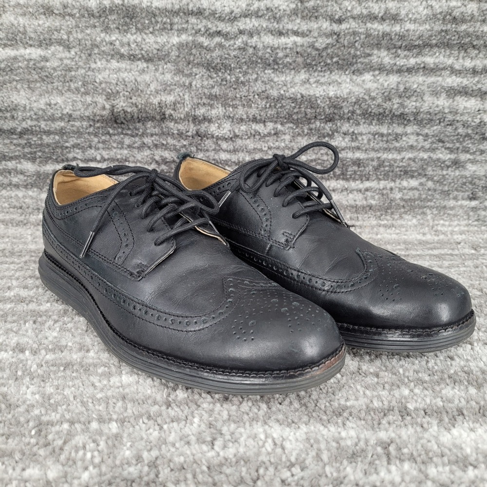 Cole Haan Mens Wingtip Oxford Dress Shoes Black Leather Lace Up Size 8.5 M